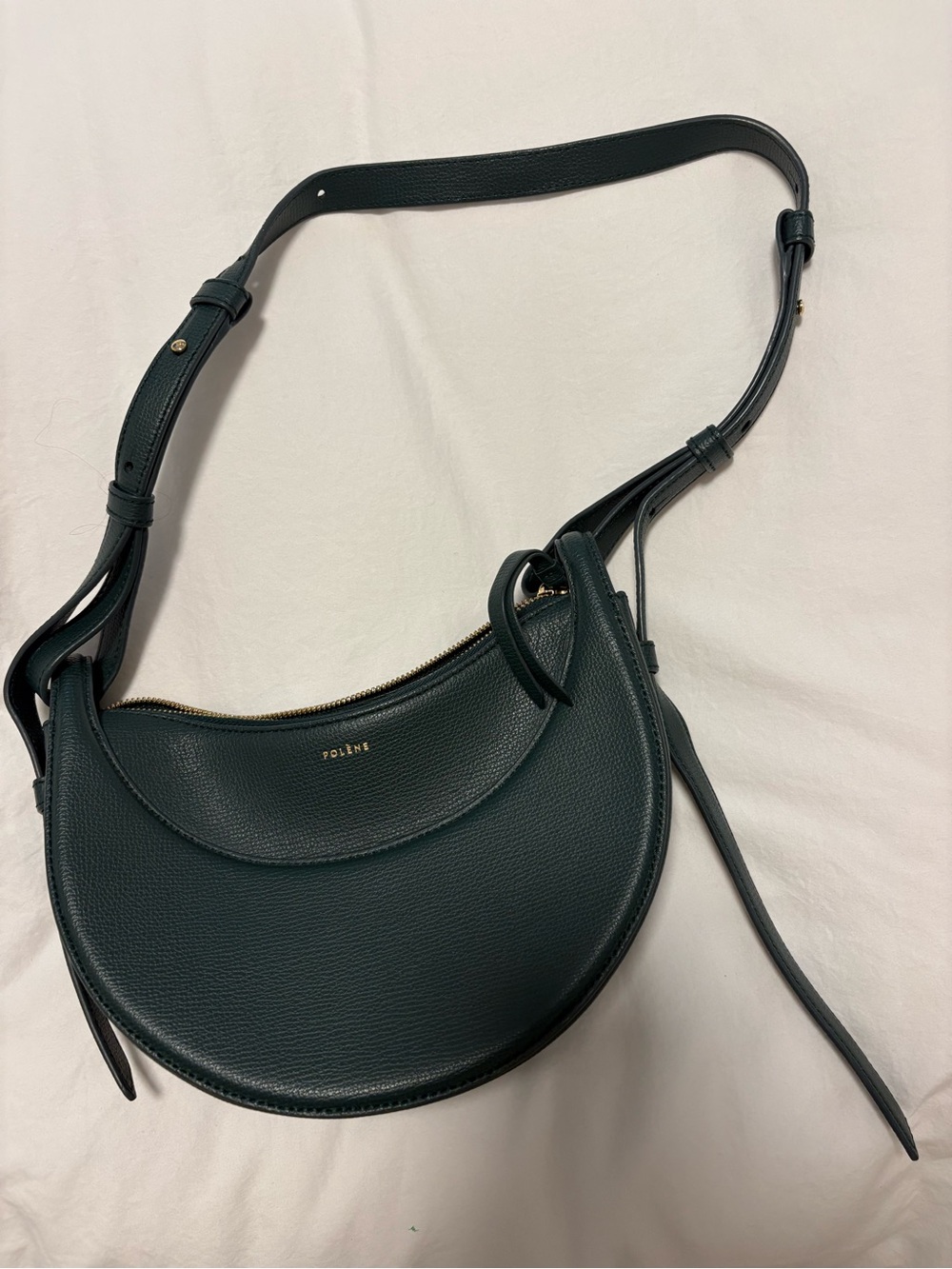 Polène Numéro dix Dark Green Crescent Shoulder Bag